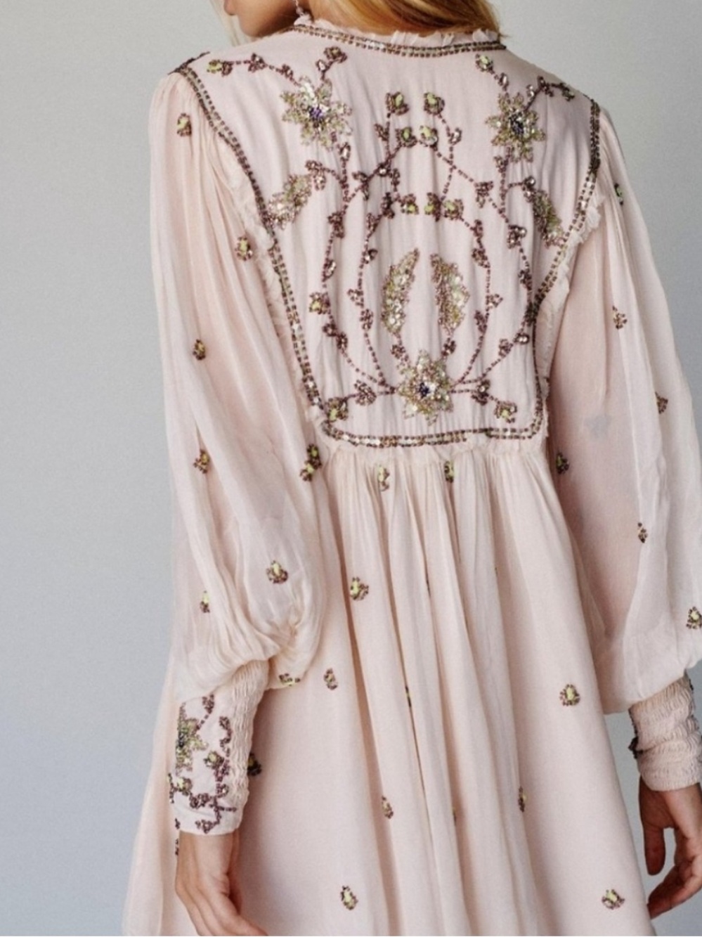 Free People Bali Golden Sun Dress - Blush Pink Mini Dress (Rosemoon) - Picture 3 of 8